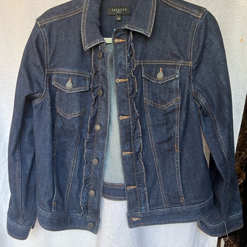 Talbots Petite Jean Jacket with Ruffle Trim